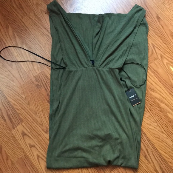 Forever 21 Plunging Ribbed Knit Maxi Dress - Olive - Picture 8 of 8